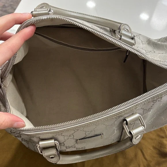 Gucci Silver GG Coated Canvas Joy Boston Bag - Picture 4 of 8